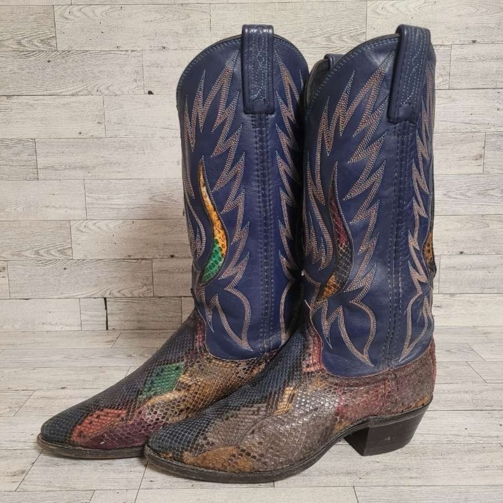 Vintage Dan Post Exotic Rainbow Python Snakeskin … - image 2